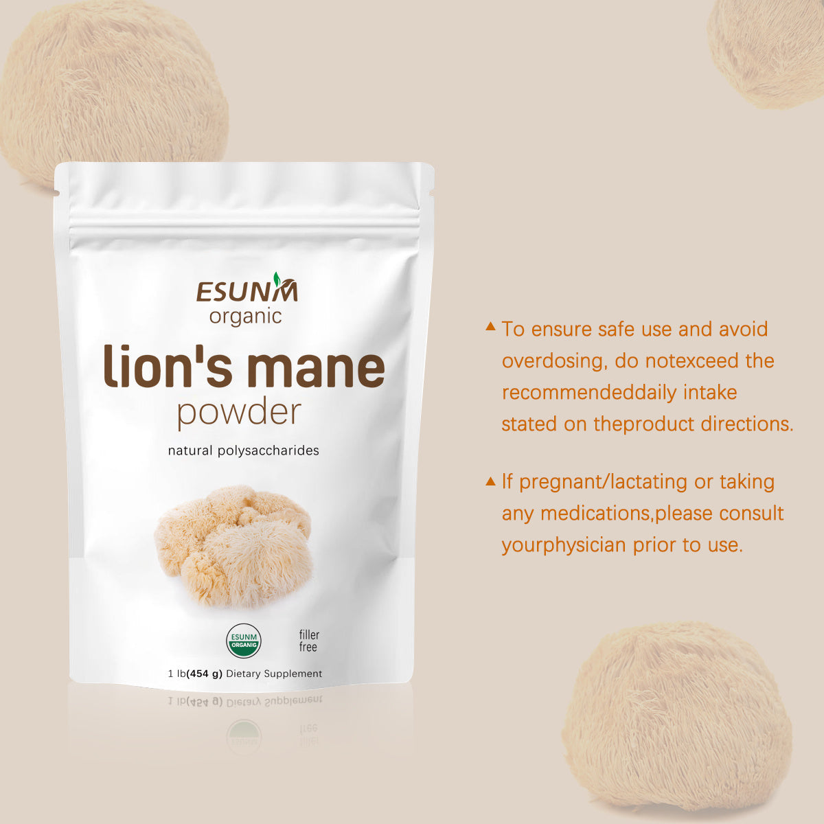 Food Health Organic Lion Bristle Mushroom Powder